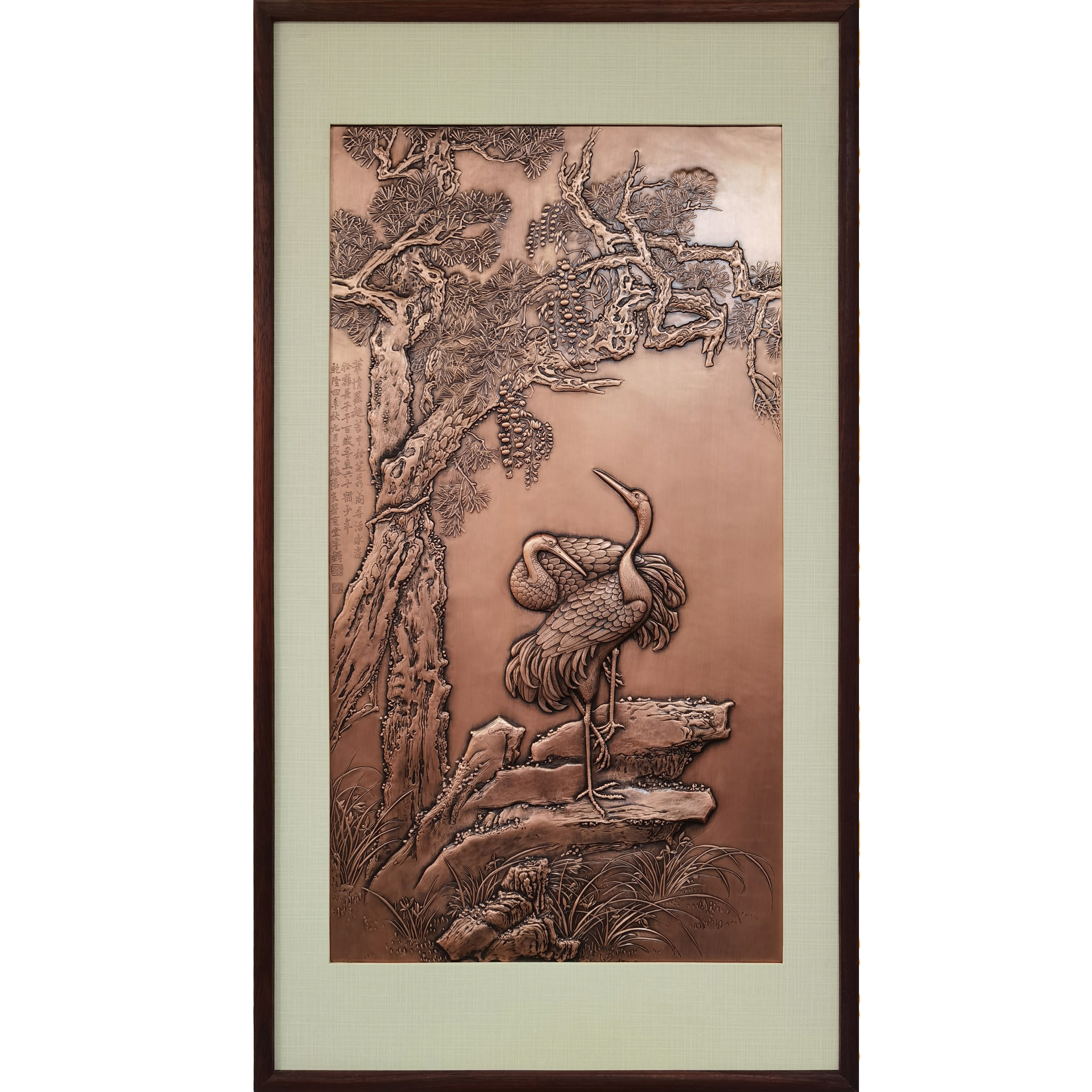 《松鶴延年》紫銅壁畫